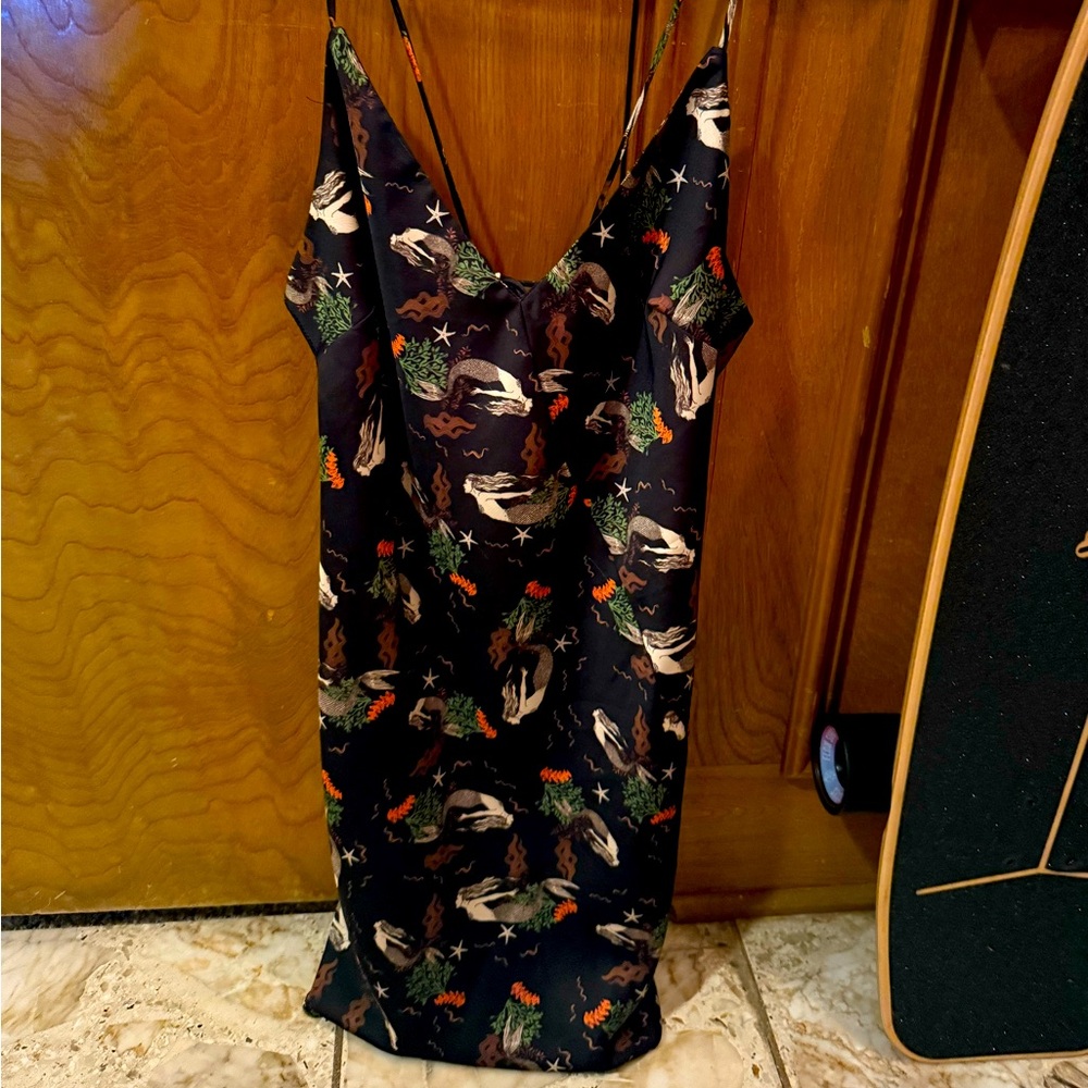 NWT Zara black mermaid dress v neck ties in back size XS “the Edith”
